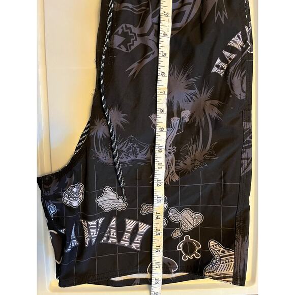 Favant Hawaii Men’s Small Black Shorts Swim Trunks Island Hula Girl Turtle - Picture 9 of 10